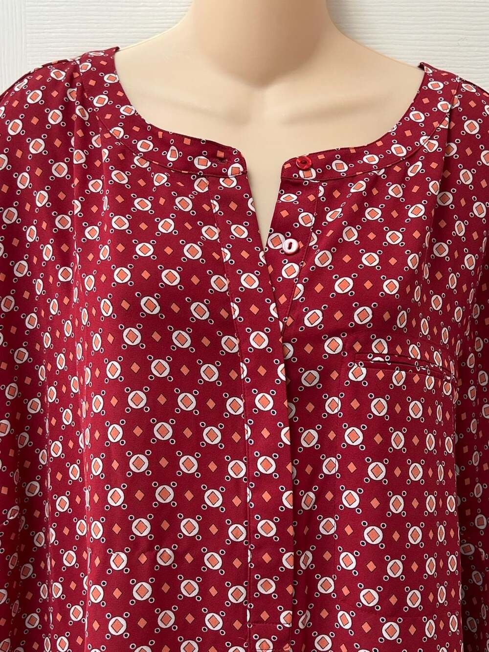 NYDJ Red Geometric Print Blouse
